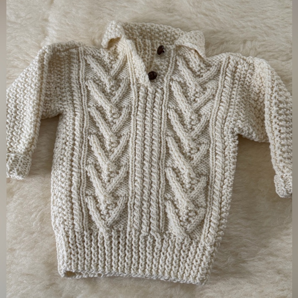 Vintage Child’s Cable Knit Fisherman’s Irish Aran Sweater No Tags wool? 12-18?